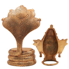 Brass Gowri Sheshnag Idol – Shesha Gauri Head on Serpent Hood | Naga Devatha Gauri Face Murti for Puja, Home Decor & Gifting,Gold, 10.5 Inch, 1 Piece