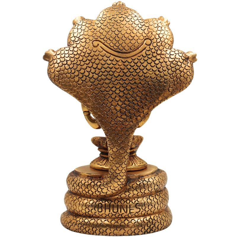 Brass Goddess Mariamman Idol on Sheshnag | Mariamma Murti, Mariyammal Vigraha, Aadi Mariamman Statue, Handcrafted South Indian Brass Idol, Home & Temple Decor,Gold, 10.5 Inch, 1 Piece