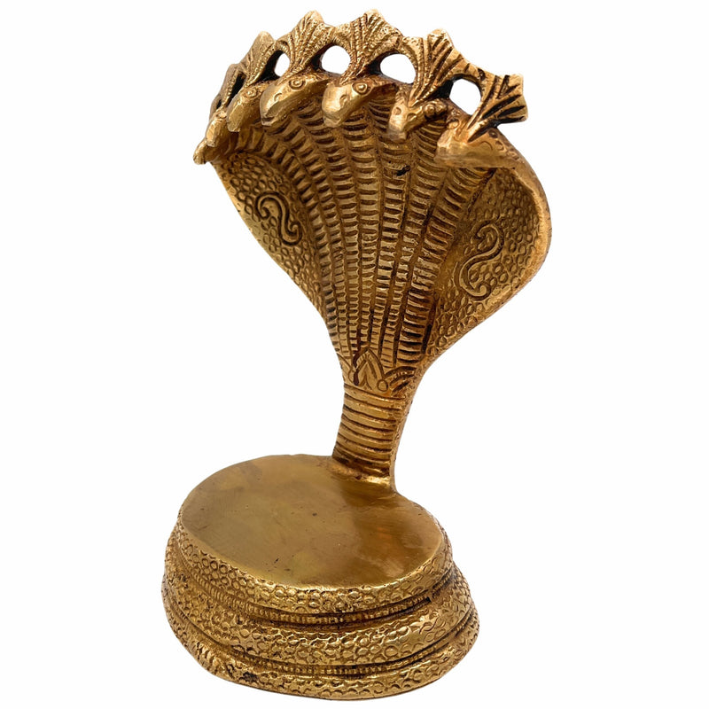 Bhunes Brass Sheshnag Singhasan, Seven Head Snake Prabhavali Chowki, Peetha for Temple, Puja Mandir Bajot Stand,Gold, 7 Inch, 1 Piece