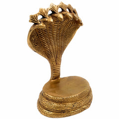 Bhunes Brass Sheshnag Singhasan, Seven Head Snake Prabhavali Chowki, Peetha for Temple, Puja Mandir Bajot Stand,Gold, 7 Inch, 1 Piece