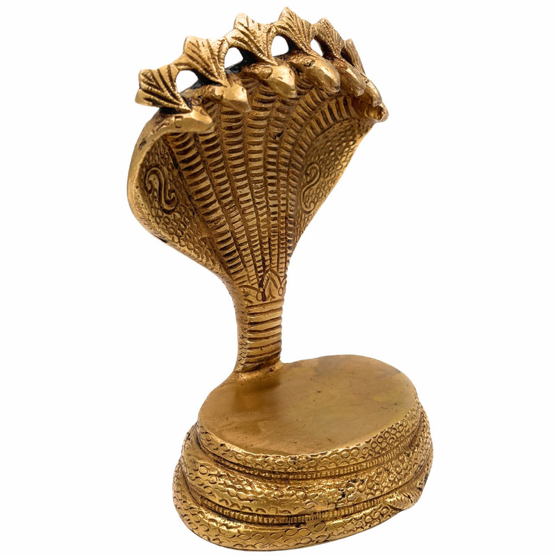 Bhunes Brass Sheshnag Singhasan, Seven Head Snake Prabhavali Chowki, Peetha for Temple, Puja Mandir Bajot Stand,Gold, 7 Inch, 1 Piece