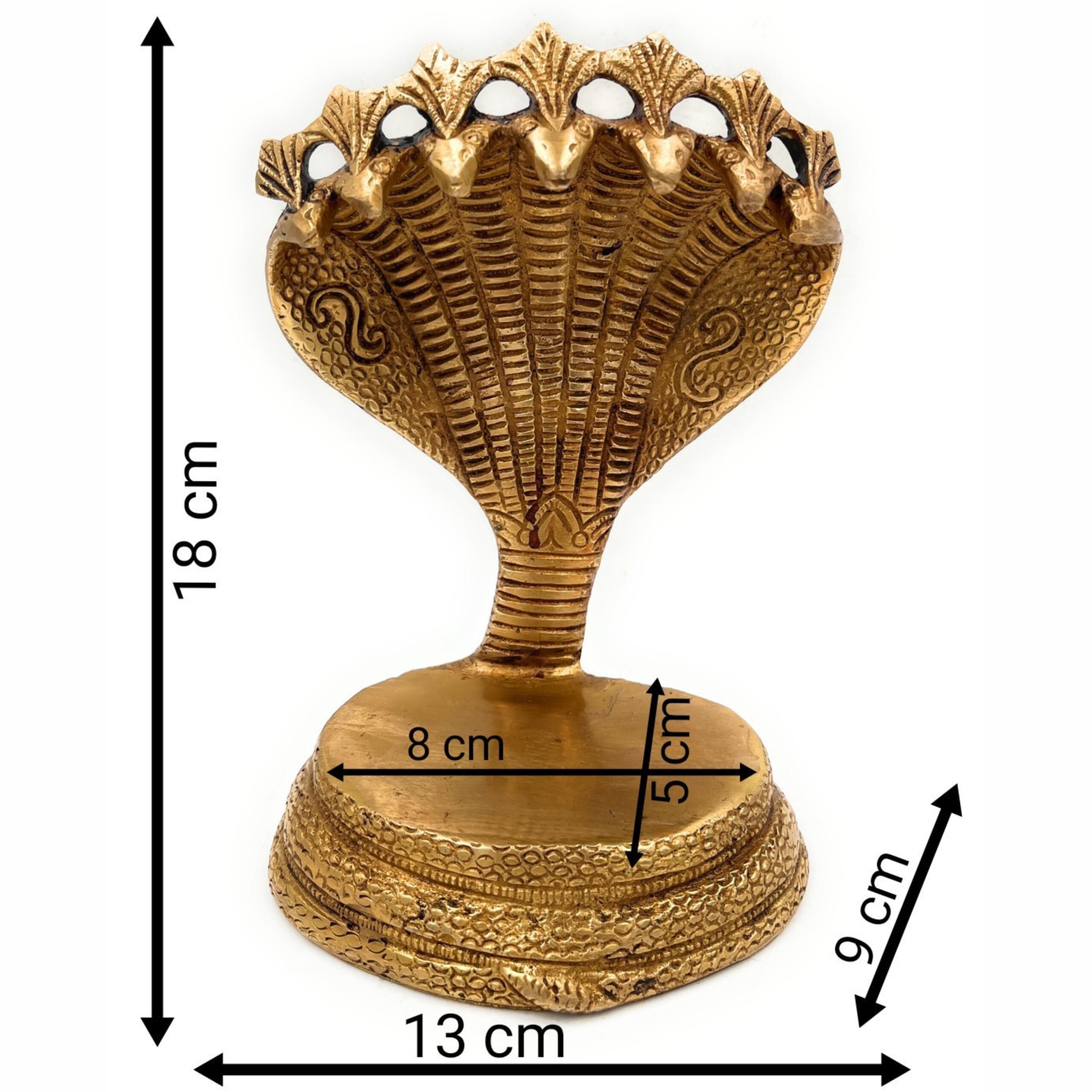 Bhunes Brass Sheshnag Singhasan, Seven Head Snake Prabhavali Chowki, Peetha for Temple, Puja Mandir Bajot Stand,Gold, 7 Inch, 1 Piece