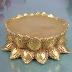 Bhunes Brass Lotus Shaped Pooja Kalash Chowki, Handmade Temple Bajot, Kamal Peetha, Singhasan Stand for Deity, Mandir, Home Decor, Gold, 2.5 Inch, 1 Piece