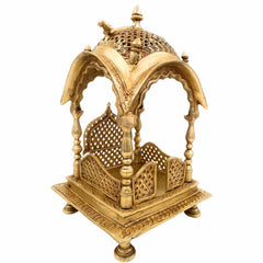 Brass Temple Pooja Mandir, Religious Home Decor for Living Room, Mandap for Puja Decoration, Gold, 15 Inch, 1 Piece