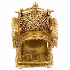 Brass Temple Pooja Mandir, Religious Home Decor for Living Room, Mandap for Puja Decoration, Gold, 15 Inch, 1 Piece