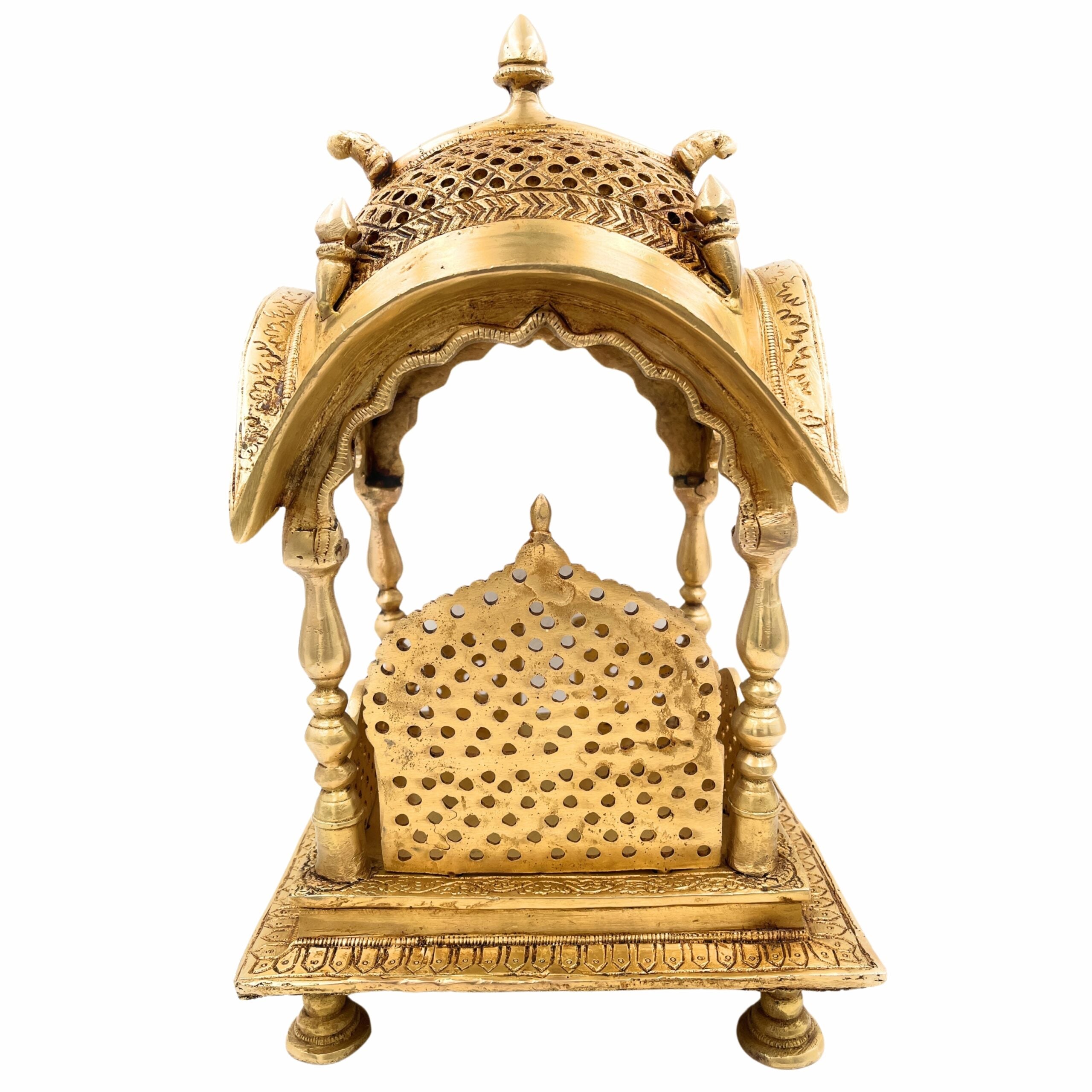 Brass Temple Pooja Mandir, Religious Home Decor for Living Room, Mandap for Puja Decoration, Gold, 15 Inch, 1 Piece