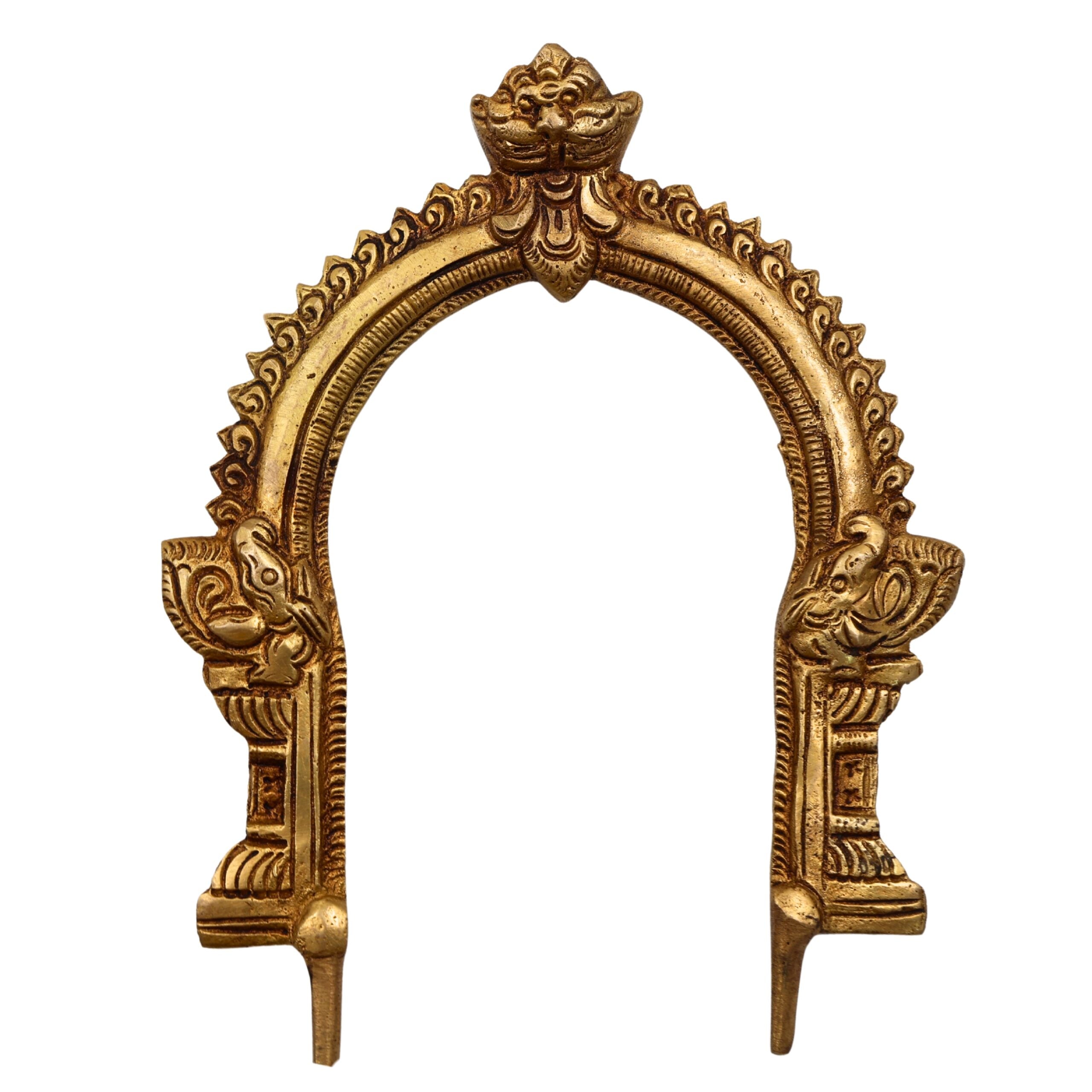 Bhunes Brass Prabhavali Arch Frame Wall Hanging – Traditional Prabhawali | Prabhaval for Temple, Deity Backdrop & Home Decor | Handmade, Gold, 6.5 Inch, 1 Piece