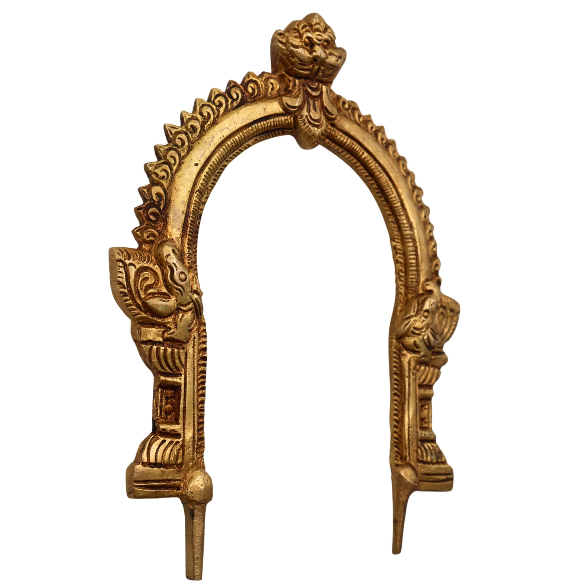 Bhunes Brass Prabhavali Arch Frame Wall Hanging – Traditional Prabhawali | Prabhaval for Temple, Deity Backdrop & Home Decor | Handmade, Gold, 6.5 Inch, 1 Piece