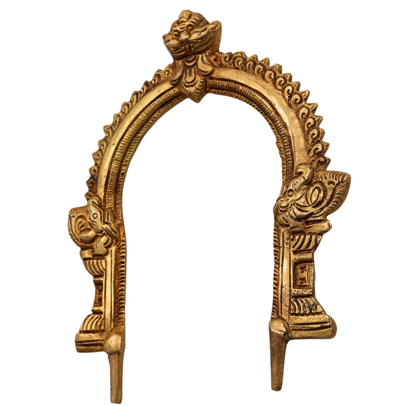 Bhunes Brass Prabhavali Arch Frame Wall Hanging – Traditional Prabhawali | Prabhaval for Temple, Deity Backdrop & Home Decor | Handmade, Gold, 6.5 Inch, 1 Piece