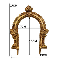 Bhunes Brass Prabhavali Arch Frame Wall Hanging – Traditional Prabhawali | Prabhaval for Temple, Deity Backdrop & Home Decor | Handmade, Gold, 6.5 Inch, 1 Piece