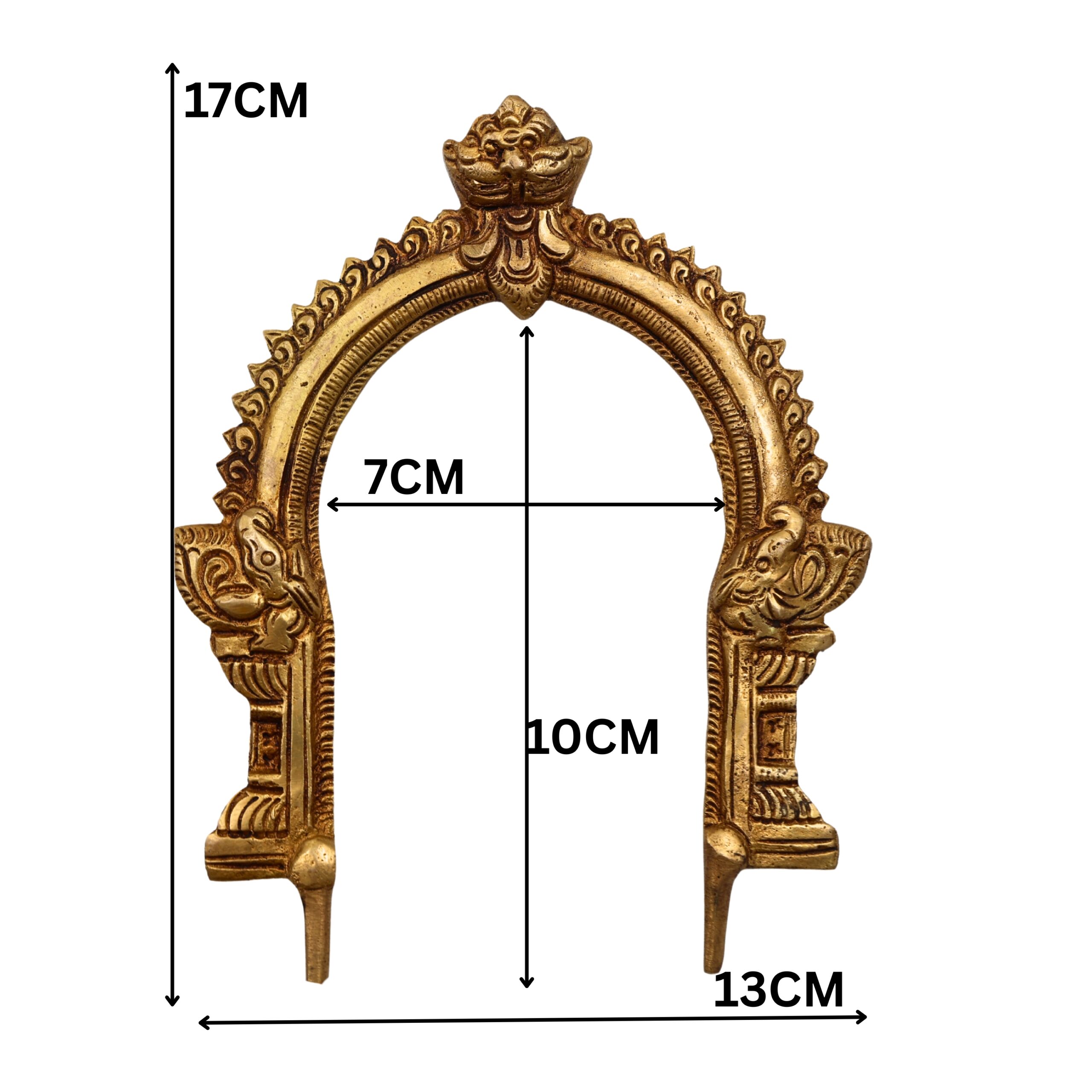 Bhunes Brass Prabhavali Arch Frame Wall Hanging – Traditional Prabhawali | Prabhaval for Temple, Deity Backdrop & Home Decor | Handmade, Gold, 6.5 Inch, 1 Piece