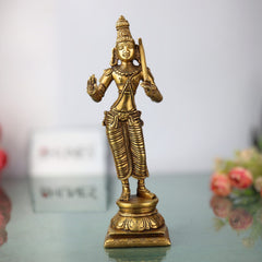 Handcrafted Brass Balarama Idol | Baladeva, Balabhadra, Haladhara, Halayudha, Sankarshana Murti for Home, Temple & Puja Decor,Gold, 9 Inch, 1 Piece