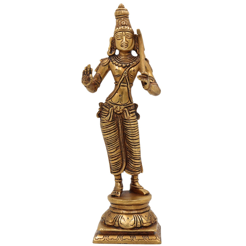 Handcrafted Brass Balarama Idol | Baladeva, Balabhadra, Haladhara, Halayudha, Sankarshana Murti for Home, Temple & Puja Decor,Gold, 9 Inch, 1 Piece