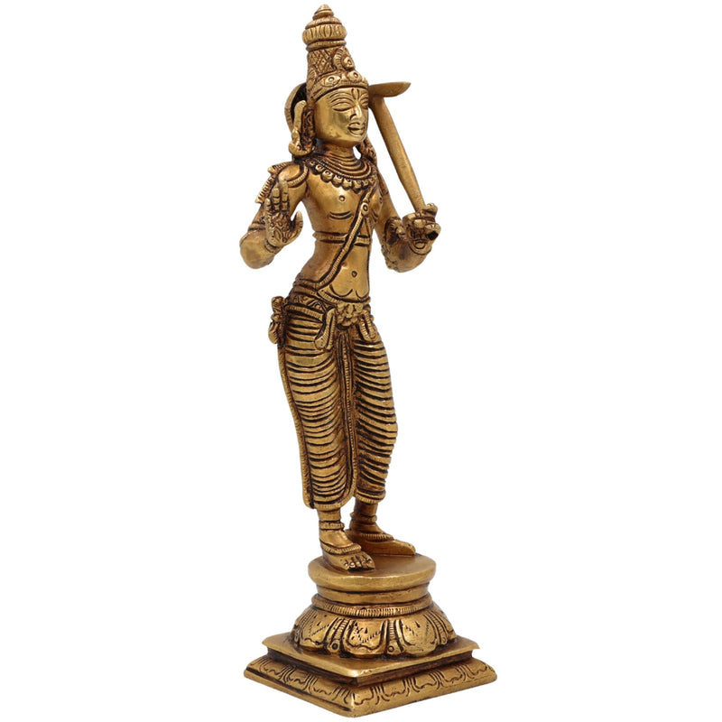 Handcrafted Brass Balarama Idol | Baladeva, Balabhadra, Haladhara, Halayudha, Sankarshana Murti for Home, Temple & Puja Decor,Gold, 9 Inch, 1 Piece