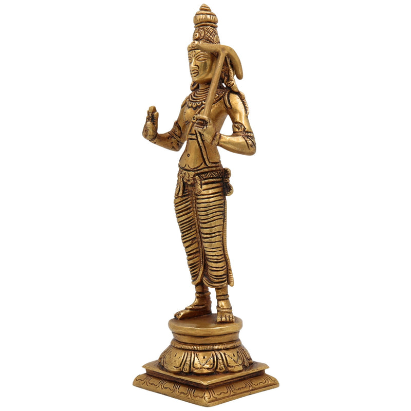 Handcrafted Brass Balarama Idol | Baladeva, Balabhadra, Haladhara, Halayudha, Sankarshana Murti for Home, Temple & Puja Decor,Gold, 9 Inch, 1 Piece