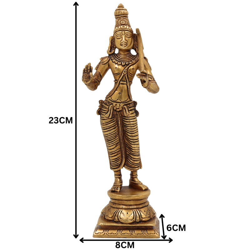 Handcrafted Brass Balarama Idol | Baladeva, Balabhadra, Haladhara, Halayudha, Sankarshana Murti for Home, Temple & Puja Decor,Gold, 9 Inch, 1 Piece