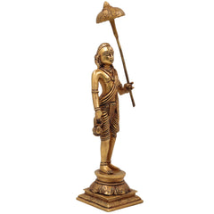 Handcrafted Brass Vamana Idol | Trivikrama, Urukrama, Upendra, Dadhivamana Murti | Lord Vishnu Dashavatara Statue for Home, Temple & Pooja,Gold, 11 Inch, 1 Piece