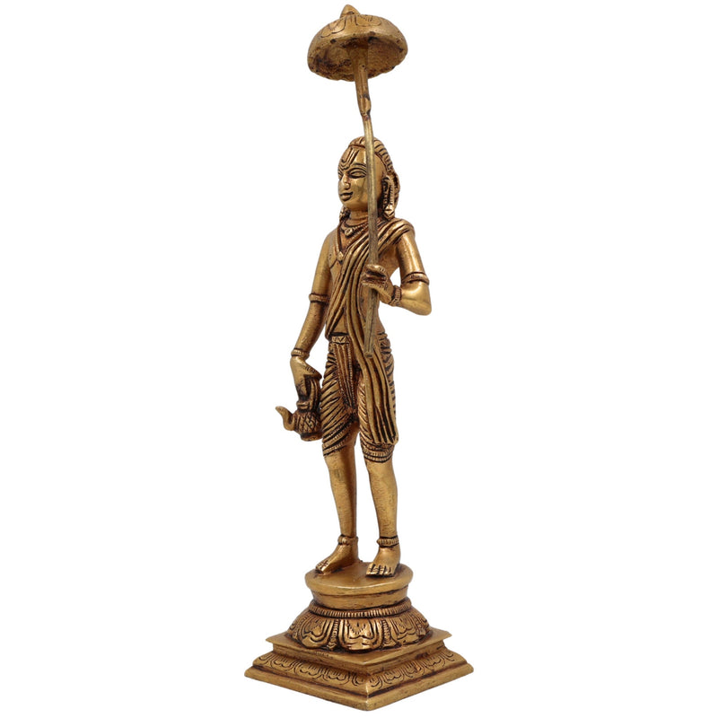 Handcrafted Brass Vamana Idol | Trivikrama, Urukrama, Upendra, Dadhivamana Murti | Lord Vishnu Dashavatara Statue for Home, Temple & Pooja,Gold, 11 Inch, 1 Piece