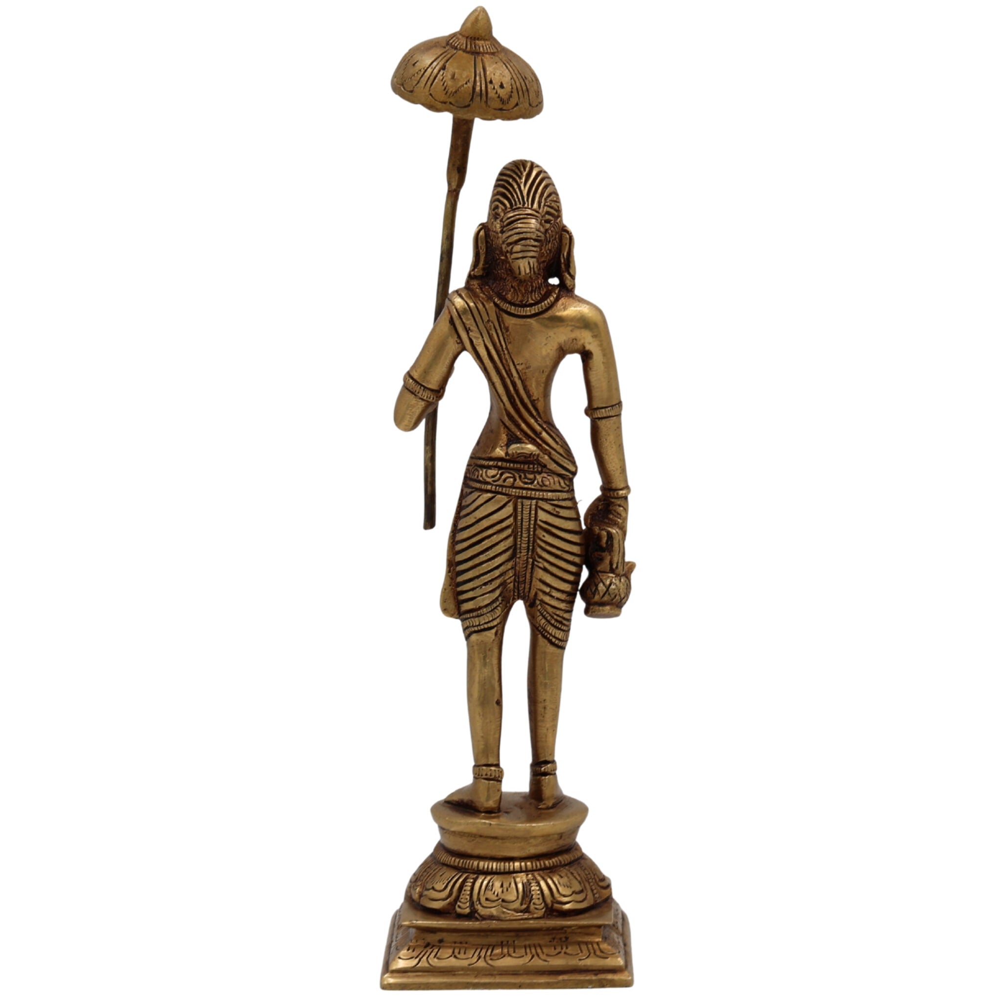 Handcrafted Brass Vamana Idol | Trivikrama, Urukrama, Upendra, Dadhivamana Murti | Lord Vishnu Dashavatara Statue for Home, Temple & Pooja,Gold, 11 Inch, 1 Piece