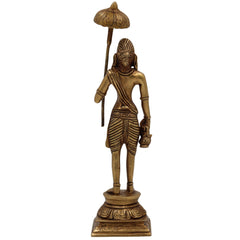 Handcrafted Brass Vamana Idol | Trivikrama, Urukrama, Upendra, Dadhivamana Murti | Lord Vishnu Dashavatara Statue for Home, Temple & Pooja,Gold, 11 Inch, 1 Piece