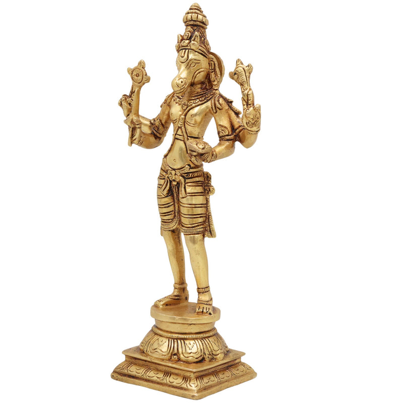 Brass Hayagriva Idol | Hayagreeva Murti Hayasirsa Veda Moorthy Vidya Varada Lakshmi Hayagriva Statue for Pooja, Temple, Home Decor & Gifts,Gold, 9 Inch, 1 Piece