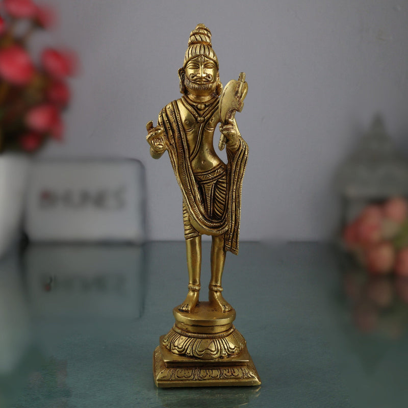 Handcrafted Brass Parashurama Idol | Lord Parasurama Murti, Vigraha, Pratima, Rama Bhargava, Rama Jamadagnya, Veerarama for Home, Temple, Puja & Office Decor,Gold, 9 Inch, 1 Piece
