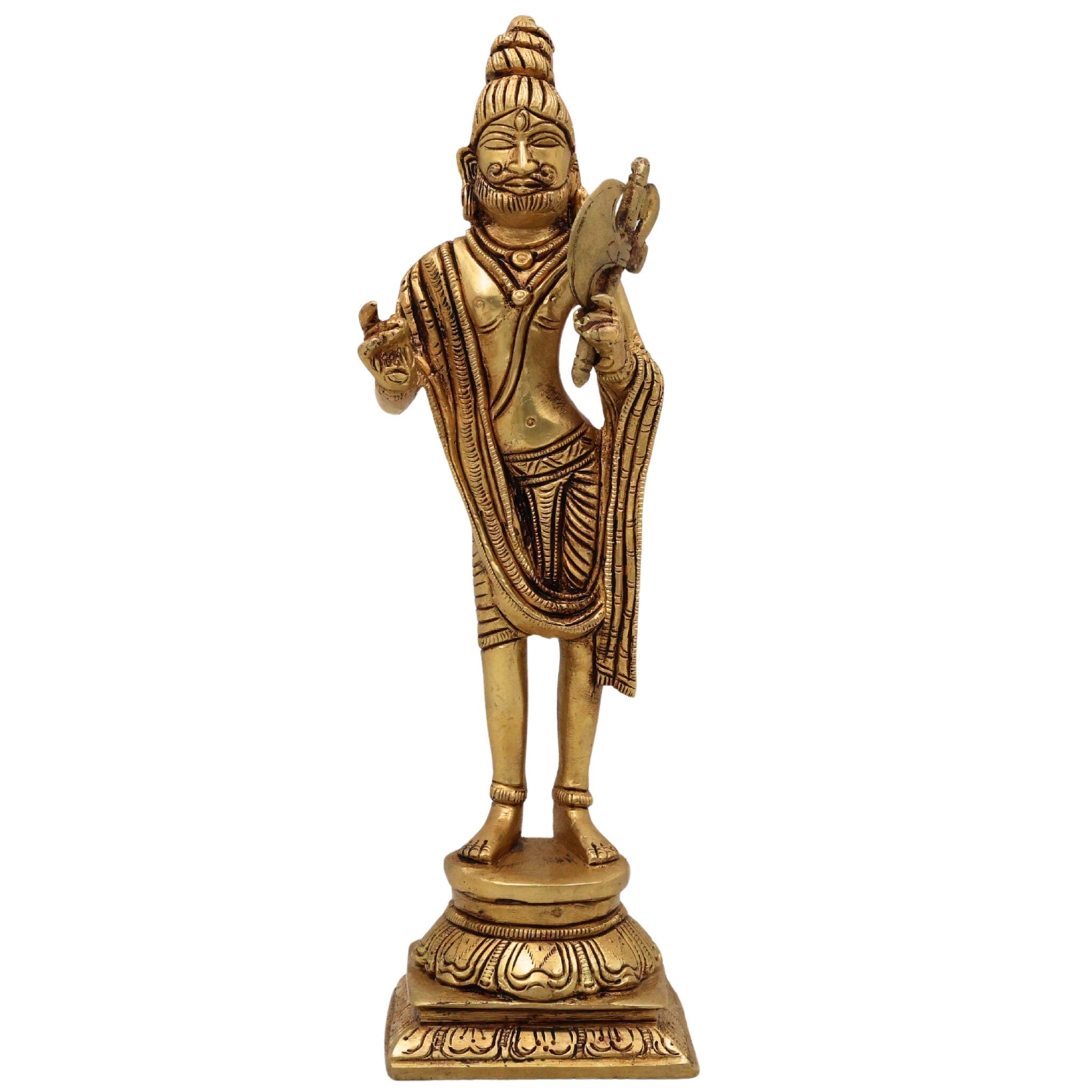 Handcrafted Brass Parashurama Idol | Lord Parasurama Murti, Vigraha, Pratima, Rama Bhargava, Rama Jamadagnya, Veerarama for Home, Temple, Puja & Office Decor,Gold, 9 Inch, 1 Piece