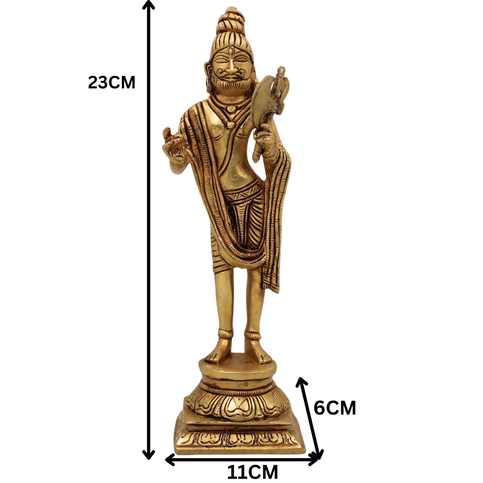 Handcrafted Brass Parashurama Idol | Lord Parasurama Murti, Vigraha, Pratima, Rama Bhargava, Rama Jamadagnya, Veerarama for Home, Temple, Puja & Office Decor,Gold, 9 Inch, 1 Piece