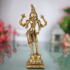 Brass Krishna Idol | Lord Krishna Murti | Gopal Vigraham | Radha Krishna Statue | Balakrishna Murti for Pooja, Temple & Home Decor,Gold, 9 Inch, 1 Piece