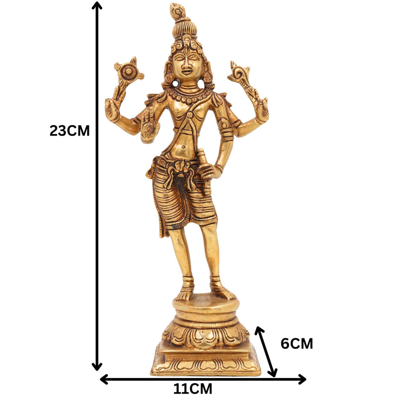 Brass Krishna Idol | Lord Krishna Murti | Gopal Vigraham | Radha Krishna Statue | Balakrishna Murti for Pooja, Temple & Home Decor,Gold, 9 Inch, 1 Piece