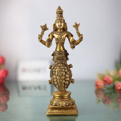 Brass Kurma Avatar Idol – Vishnu in Tortoise Form Murti, Panchaloha & Temple Statue for Pooja, Home Decor, Spiritual Worship,Gold, 9 Inch, 1 Piece