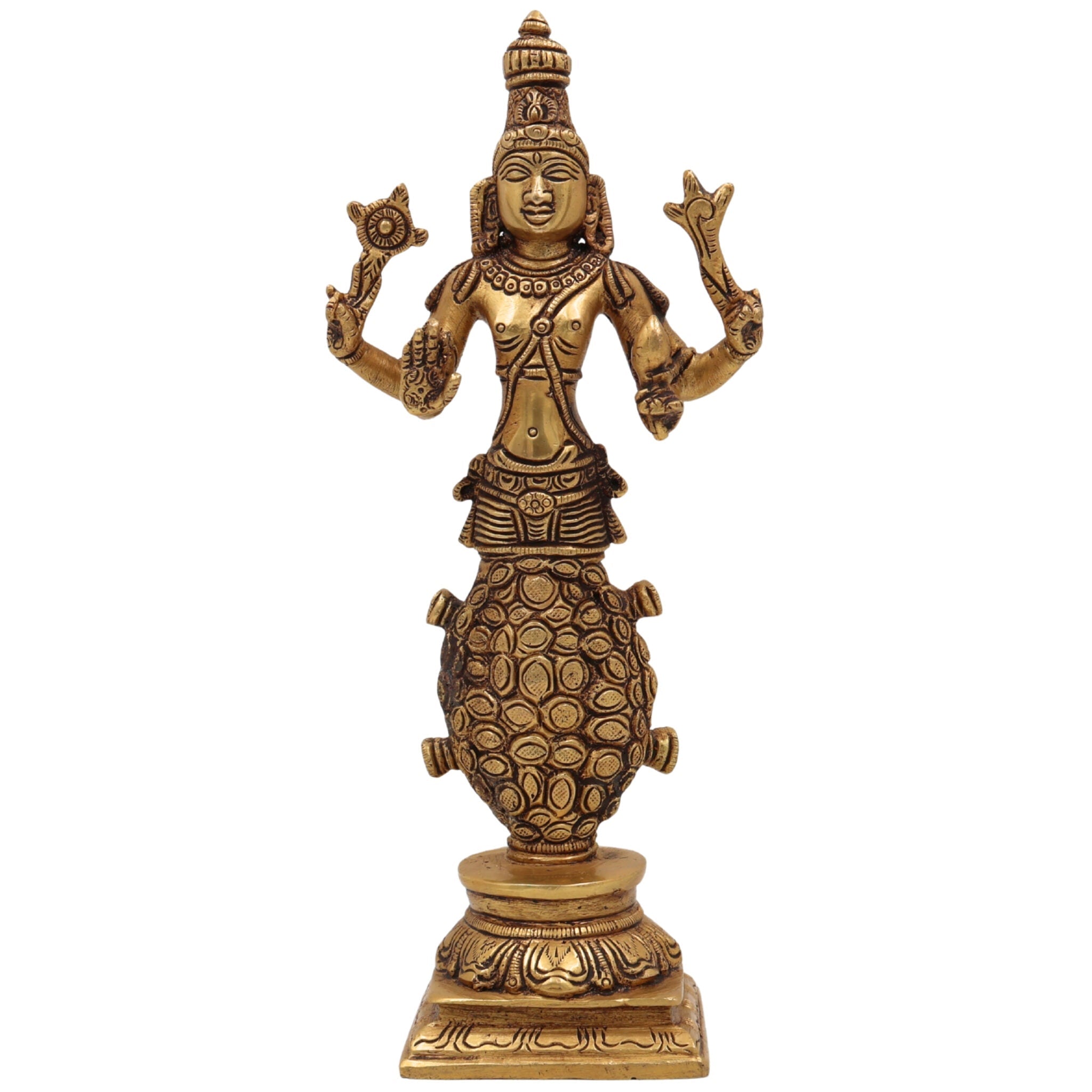 Brass Kurma Avatar Idol – Vishnu in Tortoise Form Murti, Panchaloha & Temple Statue for Pooja, Home Decor, Spiritual Worship,Gold, 9 Inch, 1 Piece
