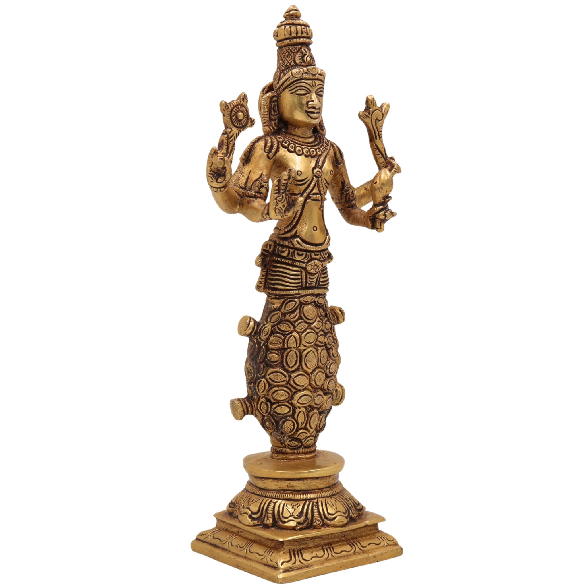 Brass Kurma Avatar Idol – Vishnu in Tortoise Form Murti, Panchaloha & Temple Statue for Pooja, Home Decor, Spiritual Worship,Gold, 9 Inch, 1 Piece