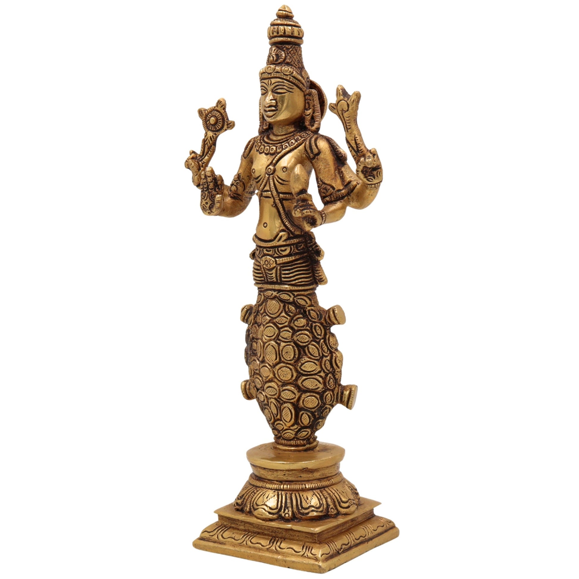 Brass Kurma Avatar Idol – Vishnu in Tortoise Form Murti, Panchaloha & Temple Statue for Pooja, Home Decor, Spiritual Worship,Gold, 9 Inch, 1 Piece