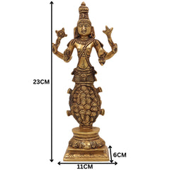 Brass Kurma Avatar Idol – Vishnu in Tortoise Form Murti, Panchaloha & Temple Statue for Pooja, Home Decor, Spiritual Worship,Gold, 9 Inch, 1 Piece