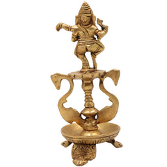 Handcrafted Brass Ganesh Diya Idol | Vinayaka Deepam | Ganapati Pital Oil Lamp | Pillaiyar Vilakku for Puja, Mandir & Gifts,Gold, 6.5 Inch, 1 Piece