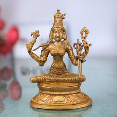 Bronze Kamakshi Devi Idol | Handcrafted Goddess Kamakshi Murti for Pooja, Home Decor & Spiritual Gifts, Brown, 3 Inch, 1 Piece