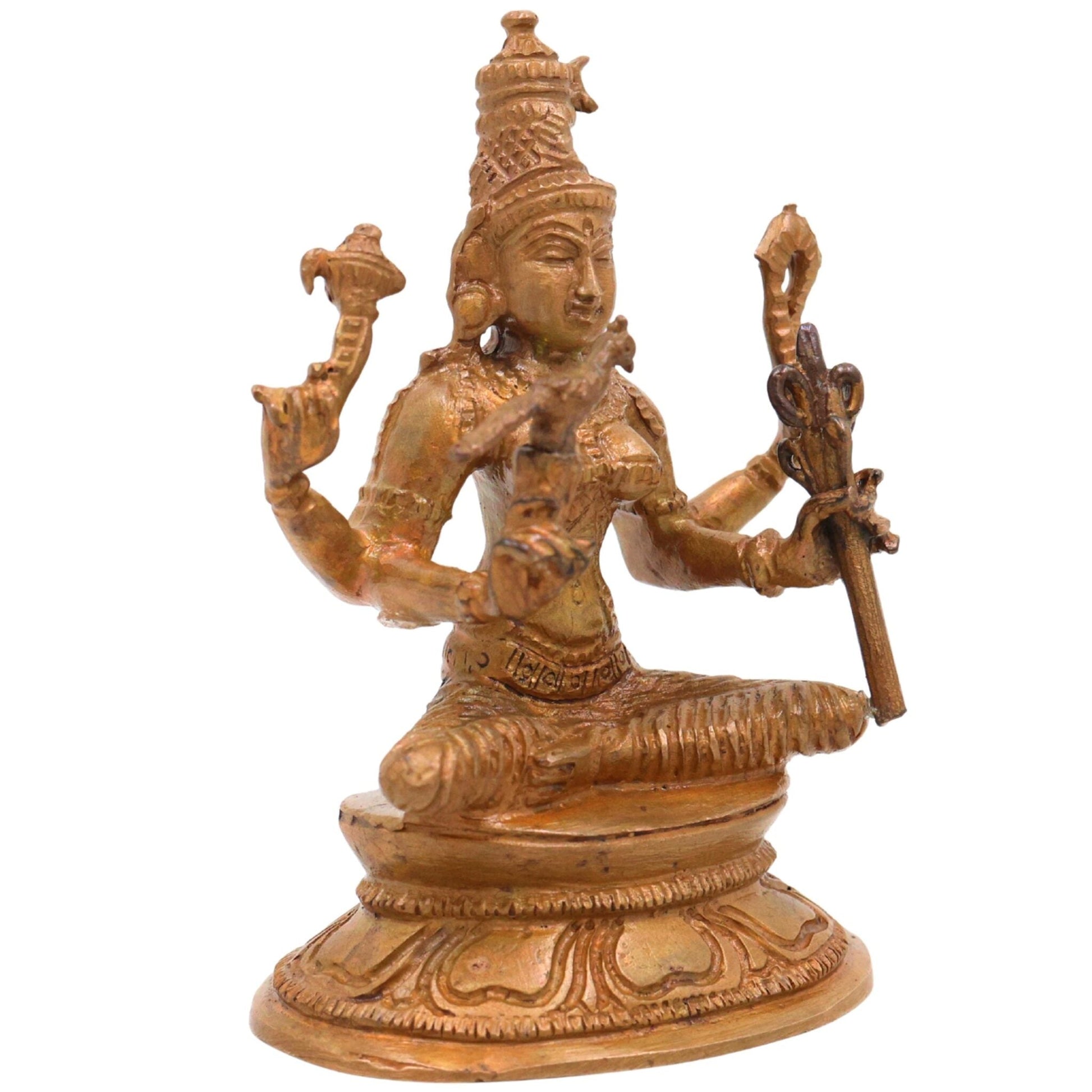 Bronze Kamakshi Devi Idol | Handcrafted Goddess Kamakshi Murti for Pooja, Home Decor & Spiritual Gifts, Brown, 3 Inch, 1 Piece