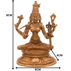 Bronze Kamakshi Devi Idol | Handcrafted Goddess Kamakshi Murti for Pooja, Home Decor & Spiritual Gifts, Brown, 3 Inch, 1 Piece