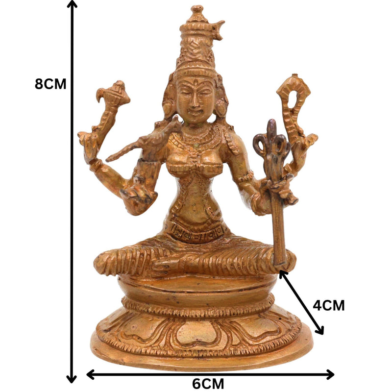 Bronze Kamakshi Devi Idol | Handcrafted Goddess Kamakshi Murti for Pooja, Home Decor & Spiritual Gifts, Brown, 3 Inch, 1 Piece