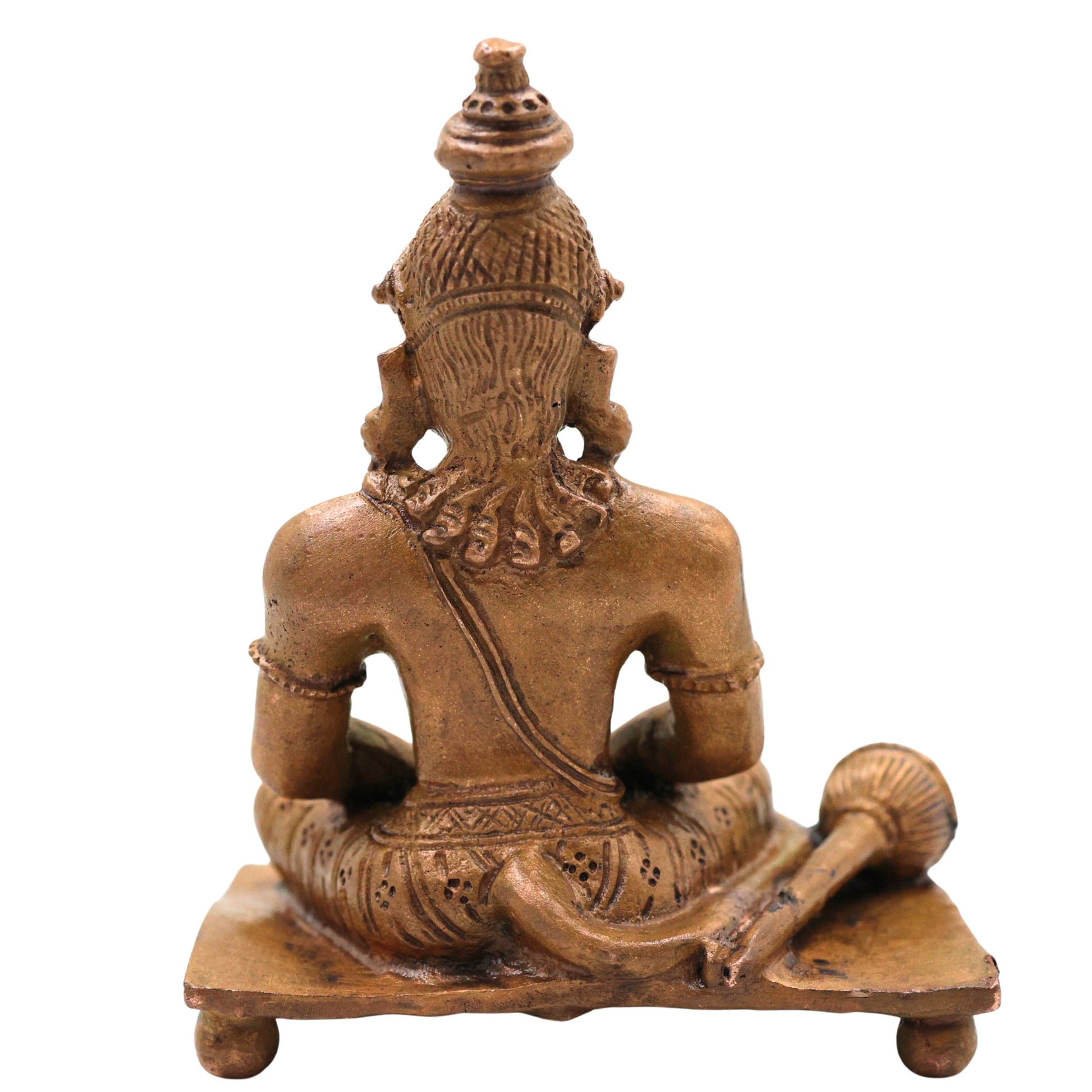 Bronze Hanuman Idol Anjaneya Bajrangbali Maruti Sankat Mochan Ram Bhakta Hanuman Statue, Brown, 3 Inch, 1 Piece