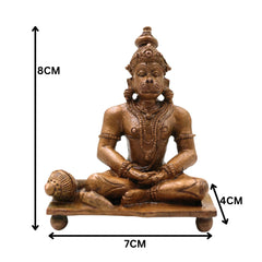 Bronze Hanuman Idol Anjaneya Bajrangbali Maruti Sankat Mochan Ram Bhakta Hanuman Statue, Brown, 3 Inch, 1 Piece