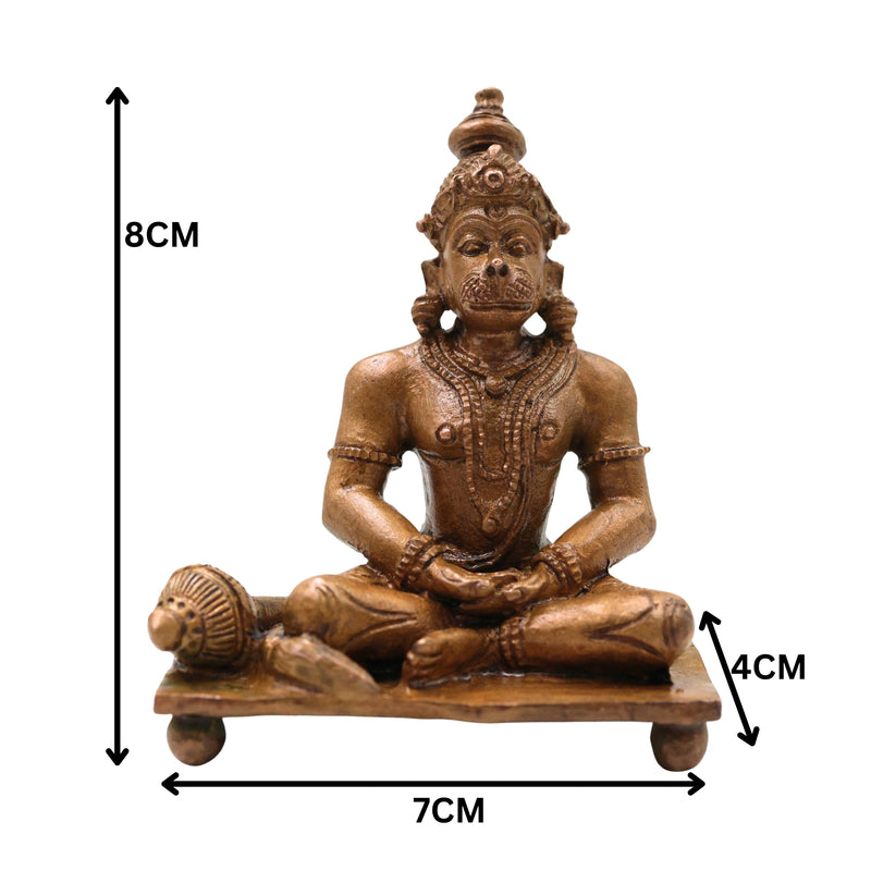 Bronze Hanuman Idol Anjaneya Bajrangbali Maruti Sankat Mochan Ram Bhakta Hanuman Statue, Brown, 3 Inch, 1 Piece