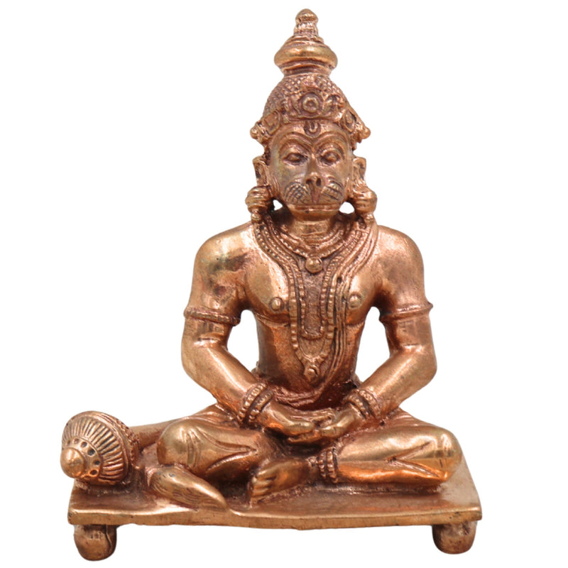 Handcrafted Panchaloha Hanuman Idol in Bronze | Anjaneya, Bajrang Bali, Veer Maruti Murti | South Indian Chola Art Sculpture for Pooja & Vastu,Gold, 3.5 Inch, 1 Piece