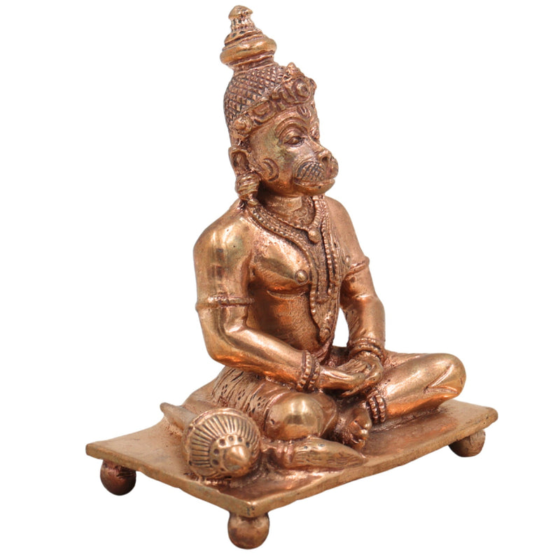 Handcrafted Panchaloha Hanuman Idol in Bronze | Anjaneya, Bajrang Bali, Veer Maruti Murti | South Indian Chola Art Sculpture for Pooja & Vastu,Gold, 3.5 Inch, 1 Piece