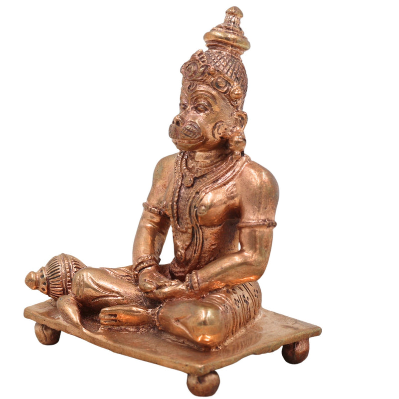 Handcrafted Panchaloha Hanuman Idol in Bronze | Anjaneya, Bajrang Bali, Veer Maruti Murti | South Indian Chola Art Sculpture for Pooja & Vastu,Gold, 3.5 Inch, 1 Piece