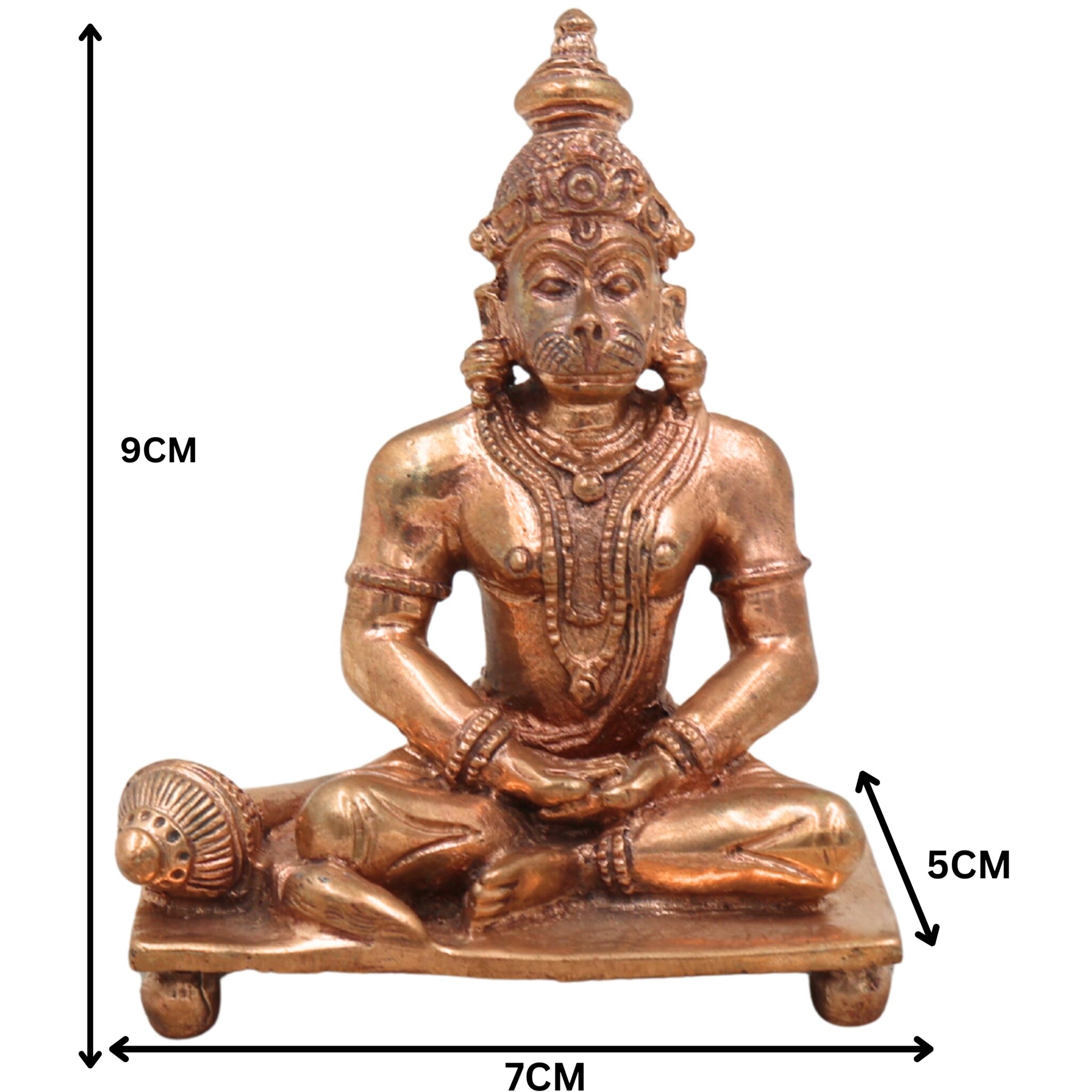 Handcrafted Panchaloha Hanuman Idol in Bronze | Anjaneya, Bajrang Bali, Veer Maruti Murti | South Indian Chola Art Sculpture for Pooja & Vastu,Gold, 3.5 Inch, 1 Piece