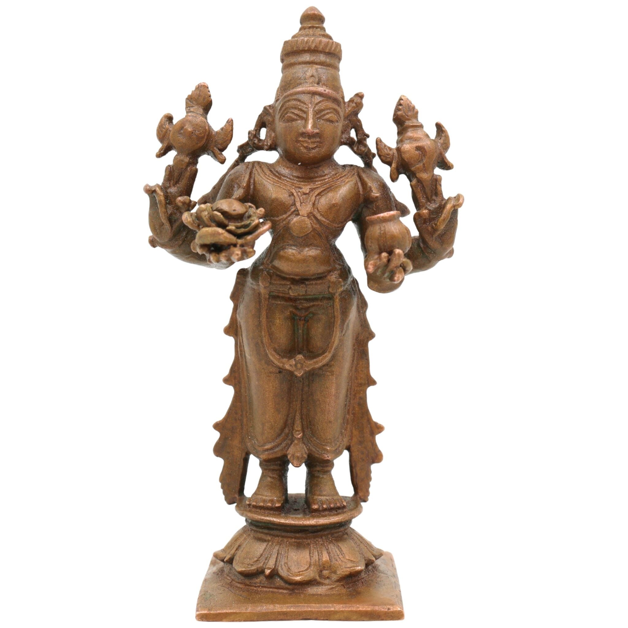 Bronze Dhanvantari Idol, Handcrafted Panchaloha Statue, Ayurvedic God Murti, Lord Dhanvantari, Chola Art Home & Temple Decor, Brown, 4 Inch, 1 Piece