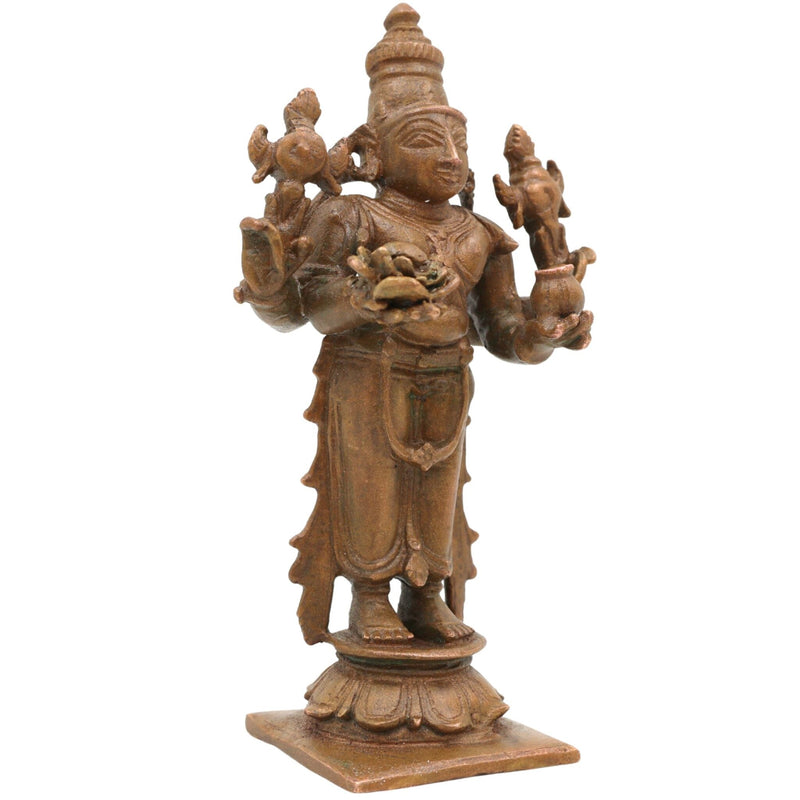 Bronze Dhanvantari Idol, Handcrafted Panchaloha Statue, Ayurvedic God Murti, Lord Dhanvantari, Chola Art Home & Temple Decor, Brown, 4 Inch, 1 Piece