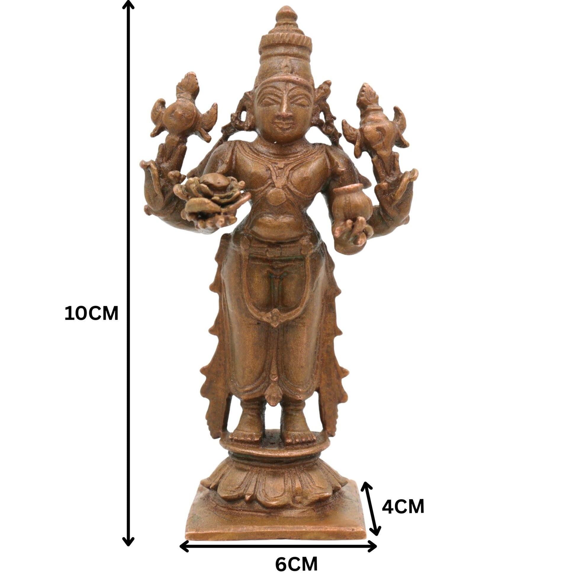 Bronze Dhanvantari Idol, Handcrafted Panchaloha Statue, Ayurvedic God Murti, Lord Dhanvantari, Chola Art Home & Temple Decor, Brown, 4 Inch, 1 Piece